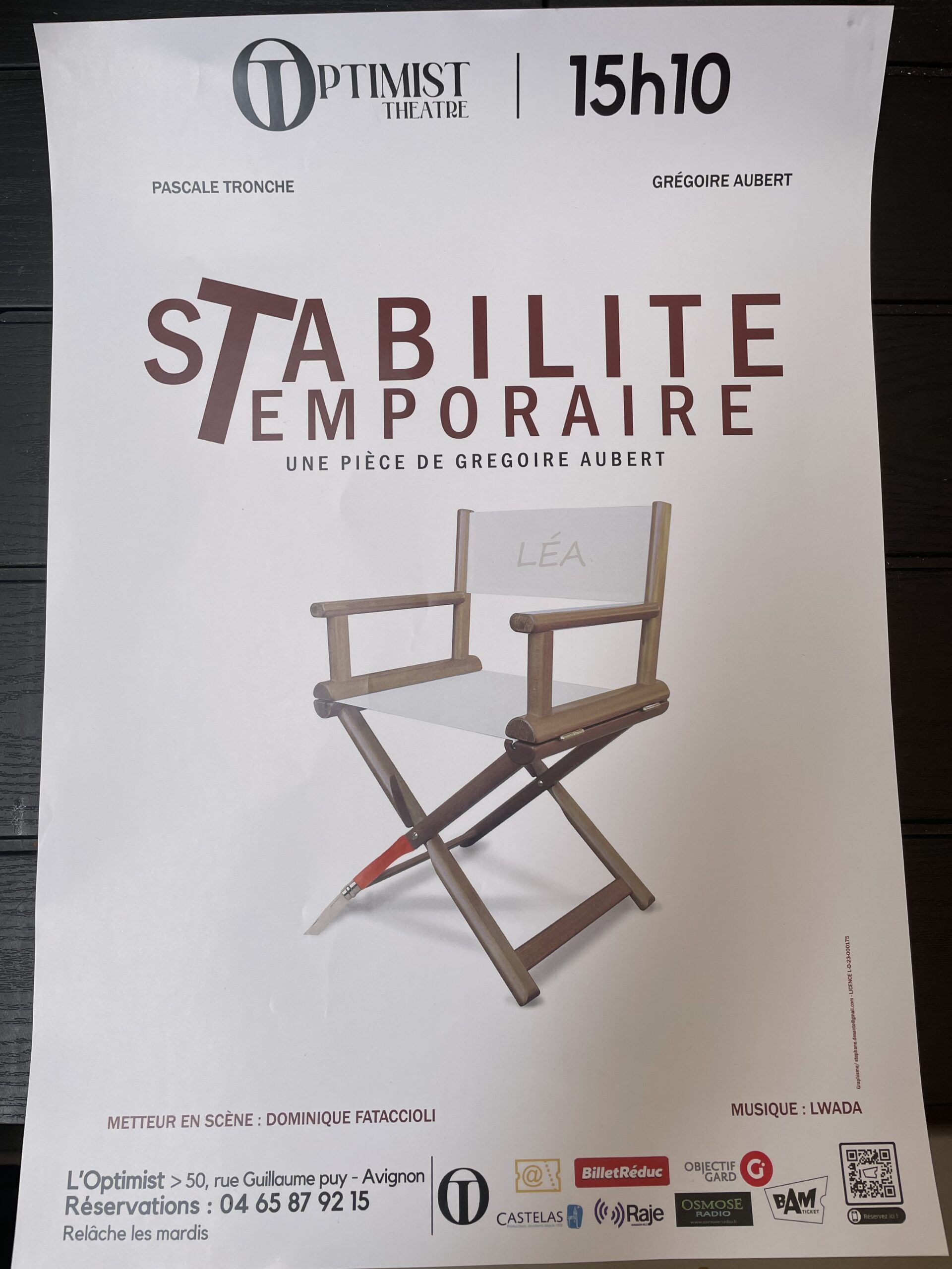 Stabilité Temporaire – A l’Optimist Théâtre, Festival Off